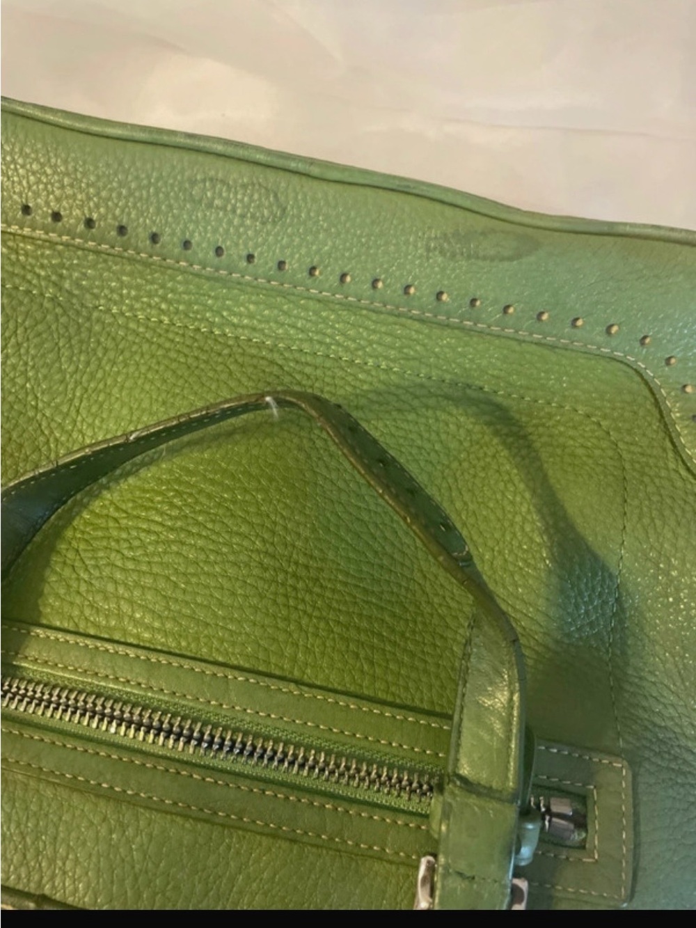 Vintage rare Coach Green Leather Tote Bag with Tassel Charm - Picture 4 of 8